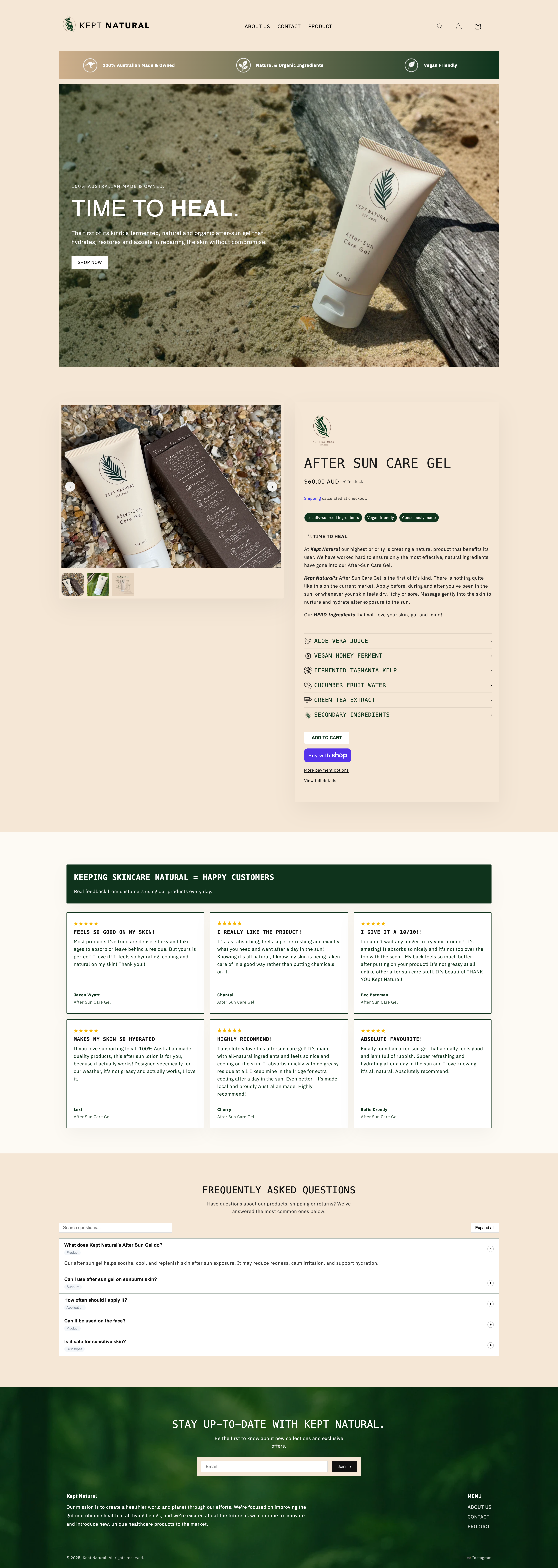 Kept Natural e-commerce website showcase - Shopify and Performance web development project by Optimatic